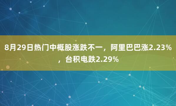 8月29日热门中概股涨跌不一，阿里巴巴涨2.23%，台积电跌2.29%